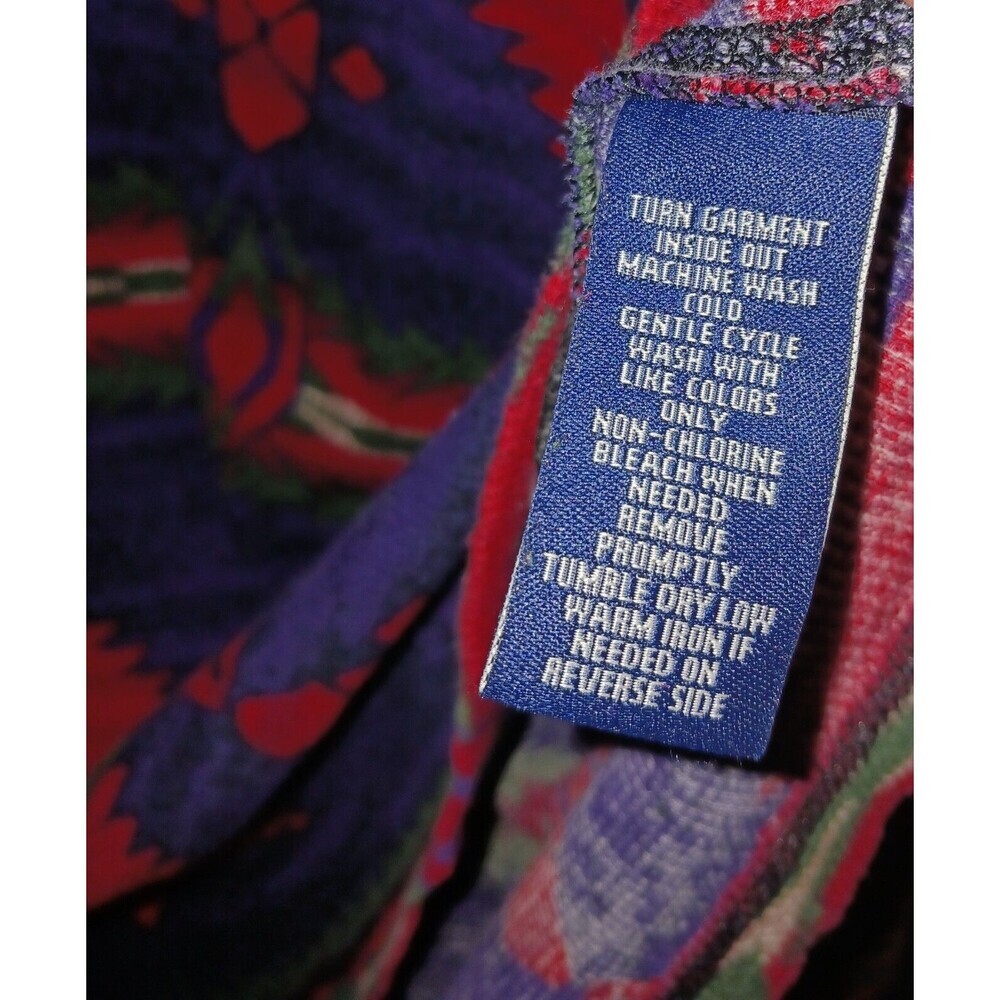 Chaps Denim Aztec Print Long Sleeve Waffle Knit Rib Thermal Henley Top Shirt 1x - Picture 9 of 10